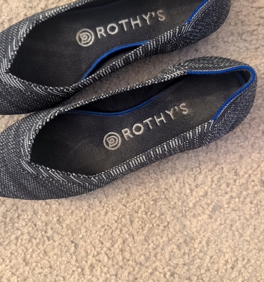 Rothy's Granite Heather Pointed-Toe Knit Flats Size 7 - Picture 2 of 11